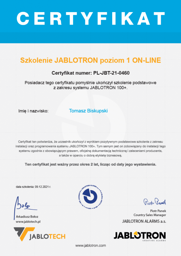 JablotronCertyfikat